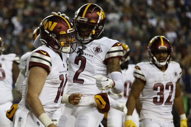 Washington Commanders wide receiver Dyami Brown (2) runs against