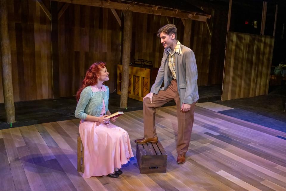 Kateri Condon (as Margo Crawford) and Nick Abouzeid (Billy Crane) in the Otterbein Departments of Theatre & Dance and Music production of “Bright Star.”