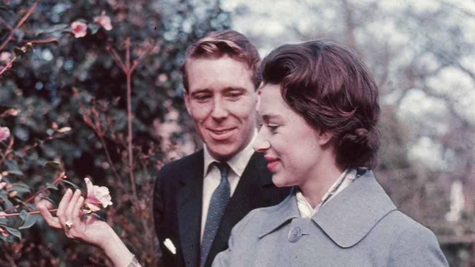 27th February 1960: Princess Margaret (1930 - 2002) and Antony Armstrong-Jones in the grounds of Royal Lodge on the day they announced their engagement