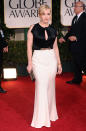 <b>Kate Winslet</b><br><br>Kate Winslet wore this monochrome Packham dress to the 2012 Golden Globes. <br><br>The actress only accessorised with straight earrings, a gold bangle and metallic clutch.<br><br>Packham told Vogue UK the key to Kate’s look is simple: “I believe very much that the dress should make the woman feel confident and attractive.<br><br>“Kate, for example, wears very classic glamorous styles with well-defined silhouettes. The dress chosen combines these looks and does not overpower or compete with Kate's beauty.”