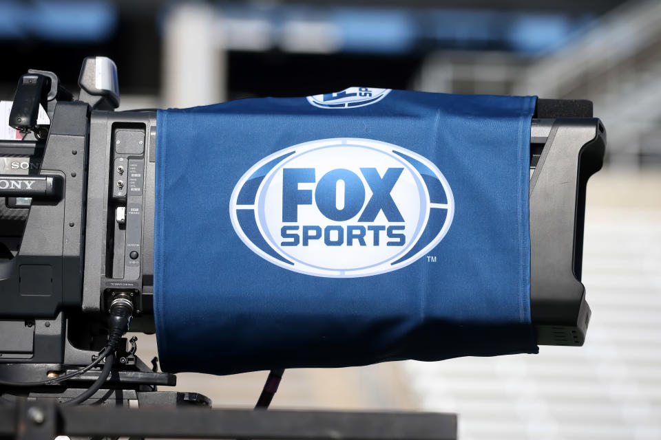 BIRMINGHAM, AL - APRIL 22:  The FOX Sports logo is displayed on a camera during the USFL game between the Birmingham Stallions and the Memphis Showboats on April 22, 2023 at Protective Stadium in Birmingham, Alabama.  (Photo by Michael Wade/Icon Sportswire via Getty Images)