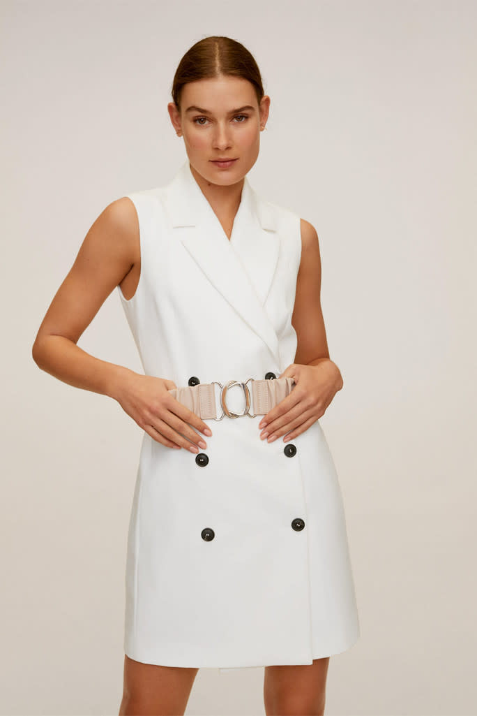 mango dress, kate middleton inspired dress, white button down dress black buttons 