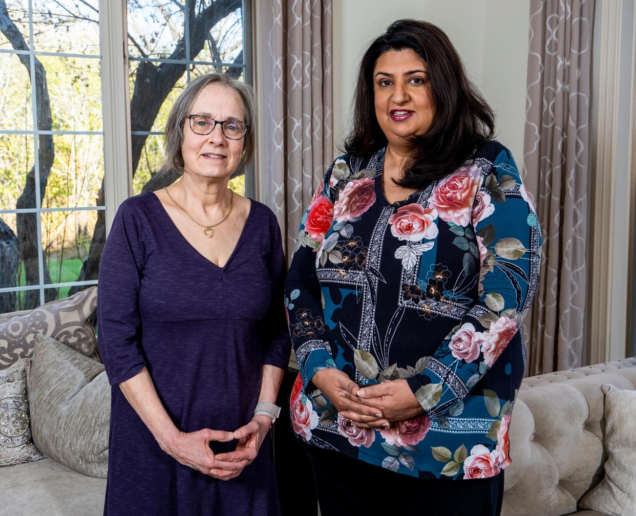 Amy Waldman of Milwaukee, left, and Tehmina Akbar of Mequon, members of the Sisterhood of Salaam Shalom, have found it deeply meaningful to be part of a group that discusses differences civilly.