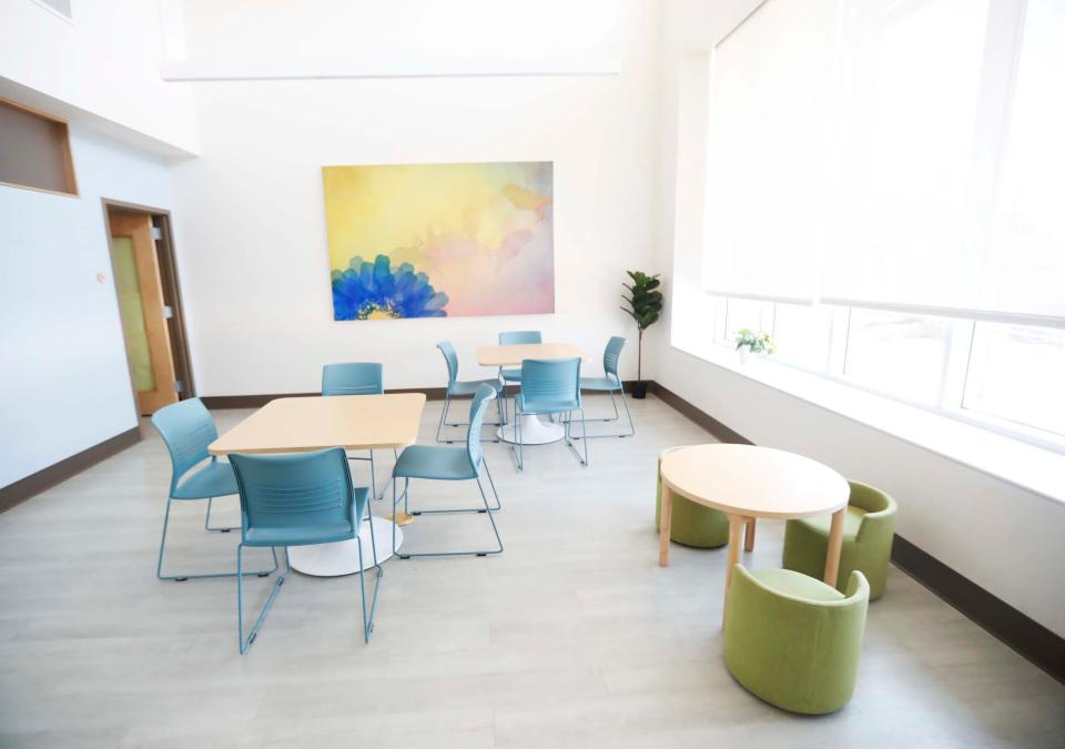 The lounging area at the nonprofit Hospitality Hub, can be seen at 590 Washington Avenue in Memphis, Tenn., August 28, 2023.