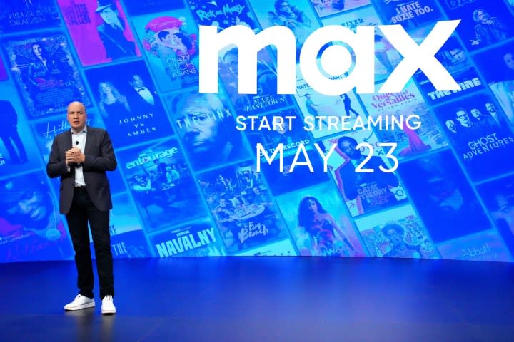 Warner Bros. Discovery executive JB Perrette on stage at the Max launch event.