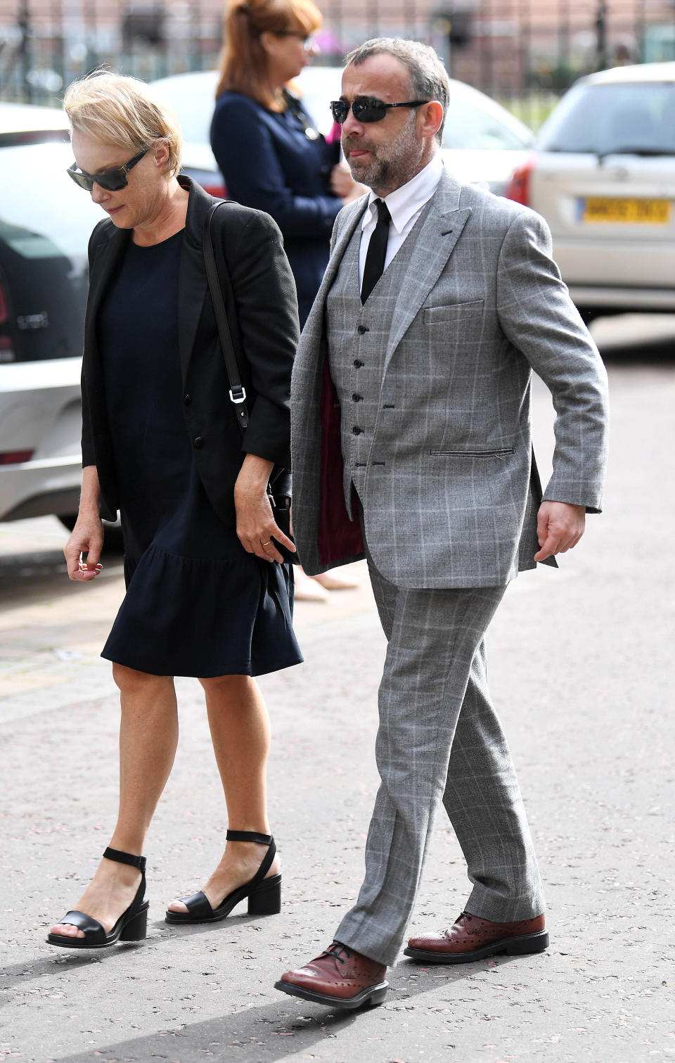 Sally Dynevor and Michael Le Vell attend the funeral of Corrie star Liz Dawn in Salford, Manchster, 06 Oct 2017 (Photo by James Gourley/REX/Shutterstock)