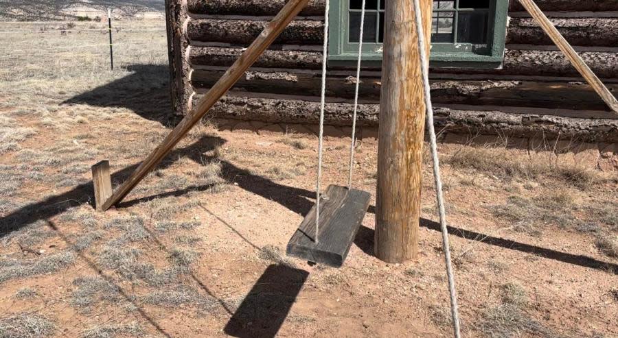 Swing set on the set of “Oppenheimer” at Ghost Ranch. March 12, 2024. (KRQE Digital Reporter Fallon Fischer)