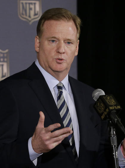 Roger Goodell doesn't sound like he's in a mood to recuse himself in the deflate-gate appeal. (AP) 