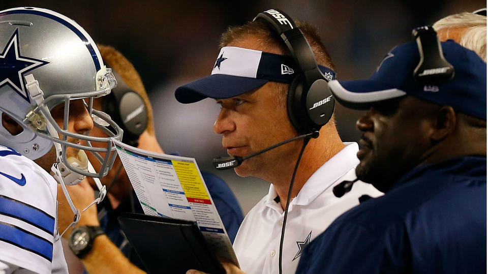 Offensive coordinator Scott Linehan hasn’t mustered any signature offense-driven wins for Dak and company. (AP)