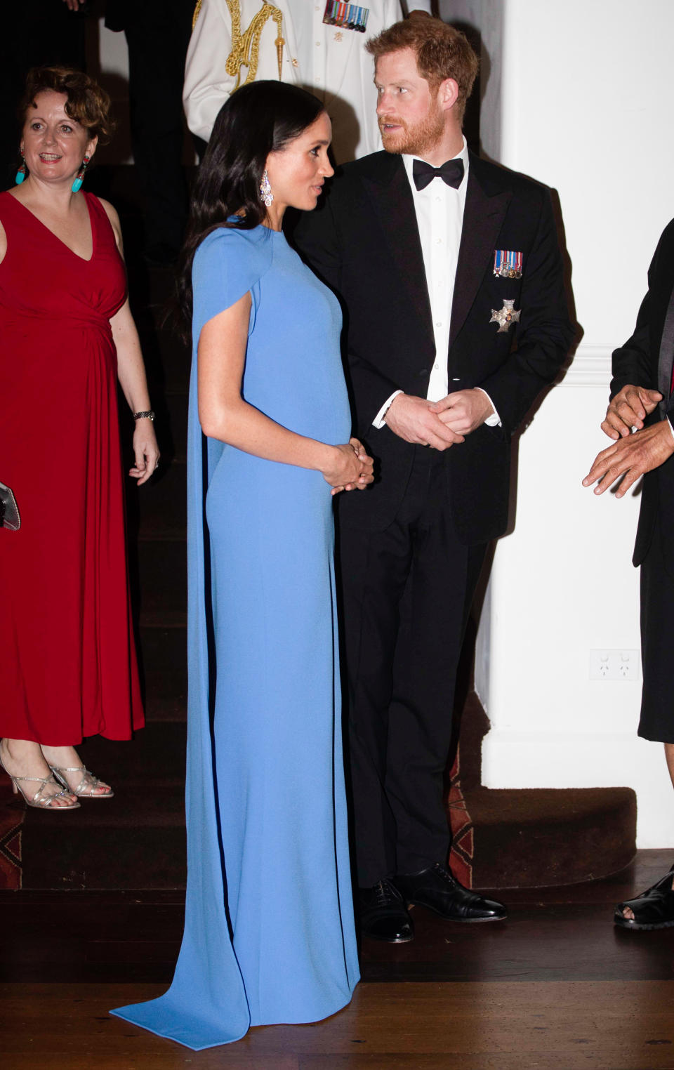 <p>It perfectly cradled the royal’s baby bump and was the exact colour of the Fijian flag. Photo: Getty </p>