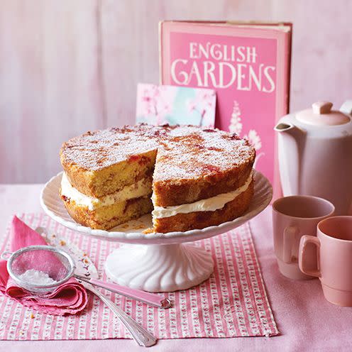 <p>Take a twist on the classic Victoria sponge cake with a marbled effect using dollops of raspberry jam.</p><p><strong>Recipe: <a href="https://www.goodhousekeeping.com/uk/food/recipes/a537901/marbled-victoria-sandwich/" rel="nofollow noopener" target="_blank" data-ylk="slk:Marbled Victoria Sandwich;elm:context_link;itc:0;sec:content-canvas" class="link ">Marbled Victoria Sandwich</a></strong></p>