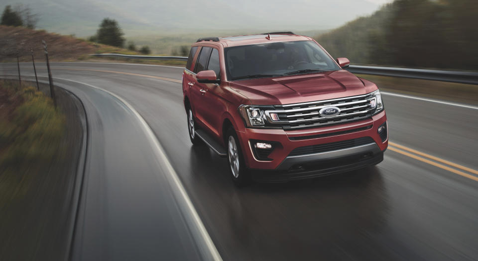 This photo provided by Ford shows the 2021 Expedition, which includes impressive towing capabilities and an extensive suite of advanced safety features. (Steve Petrovich/Courtesy of Ford Motor Co. via AP)