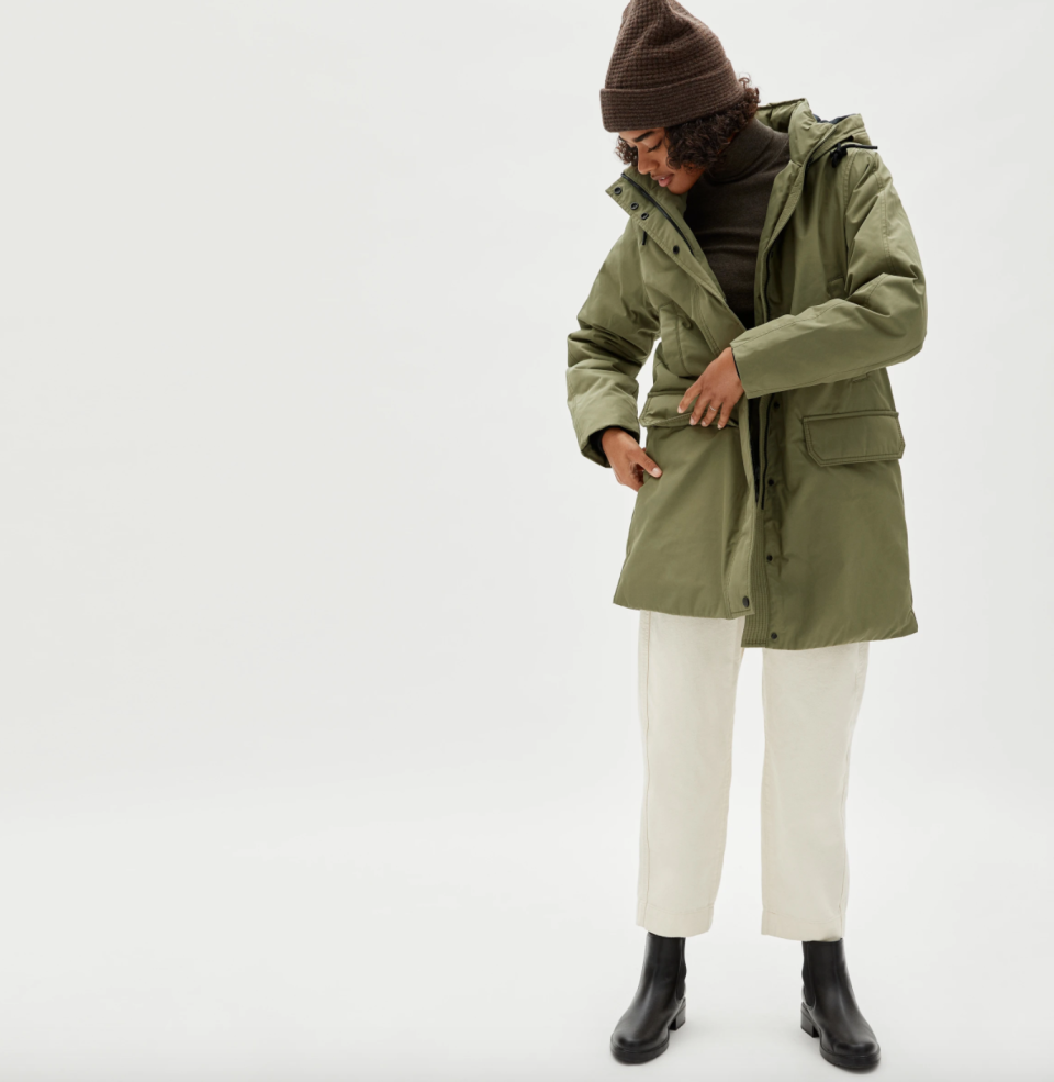 Everlane's The Re:Down Military Parka in Dark Moss (Photo via Everlane)