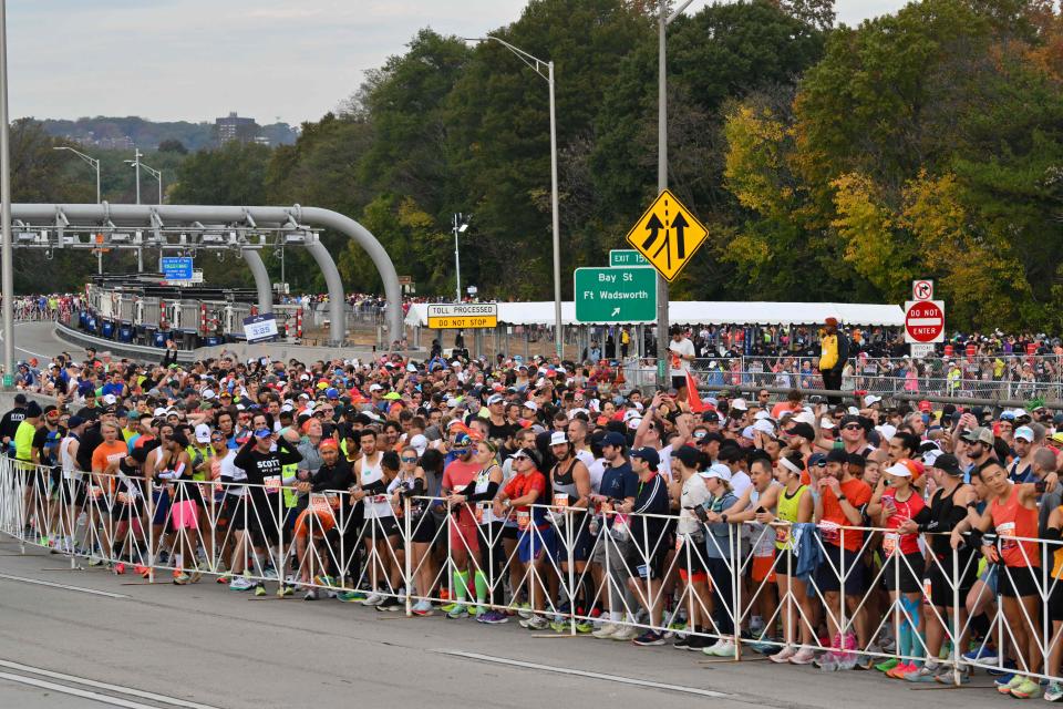 Runners line up for the 52nd Edition of the New York City Marathon on Nov. 5, 2023.