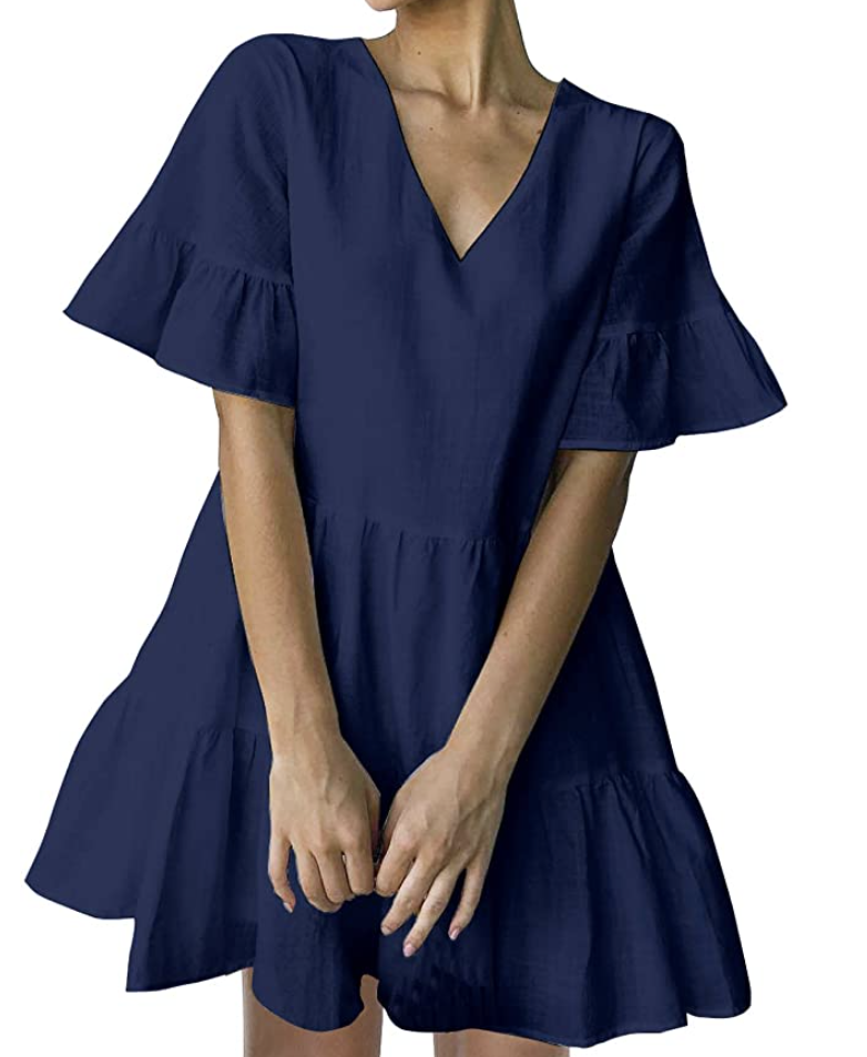 FANCYINN Shift Dress in Navy Blue (Photo via Amazon)