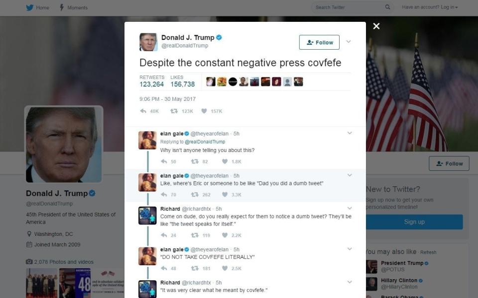 Twitter users were puzzled by Mr Trump's cryptic tweet - Credit: AP Photo