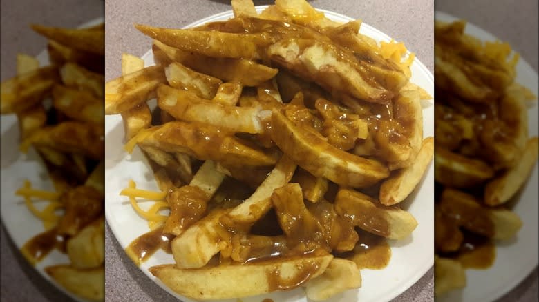 Chips and curry sauce plate