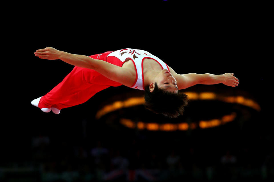 LONDON, ENGLAND - AUGUST 03: Massaki Ito of Japan competes on the Men's Trampoline during Day 7 of the London 2012 Olympic Games at North Greenwich Arena on August 3, 2012 in London, England. (Photo by Cameron Spencer/Getty Images)