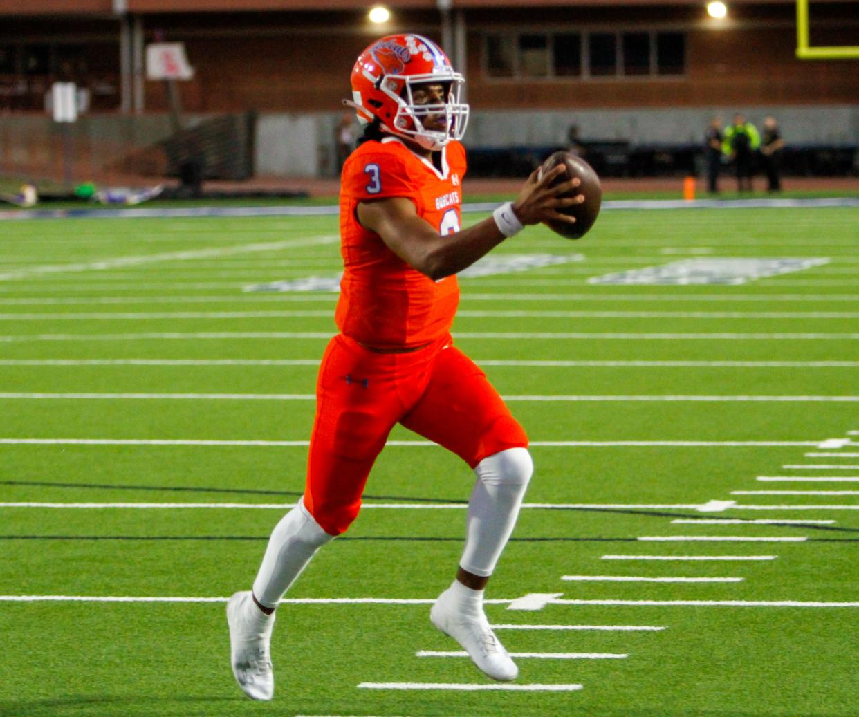 Central quarterback Christian English runs for a touchdown against Midland High School at San Angelo Stadium on Thursday, Oct. 5, 2023