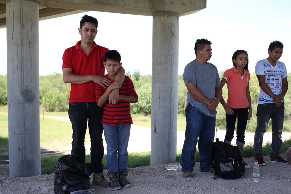 Guatemalan immigrant families turn themselves in to U.S. Border Patrol near McAllen, Texas, on May 8, 2018.