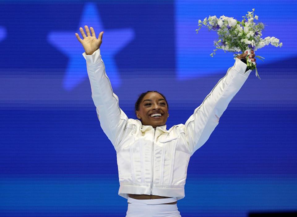 Simone Biles at Team USA’s Olympic squad unveiling (Getty Images)