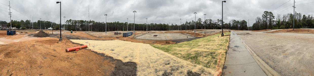 A panoramic view of the Fayetteville Tennis Center, which is under construction along Filter Plant Drive.