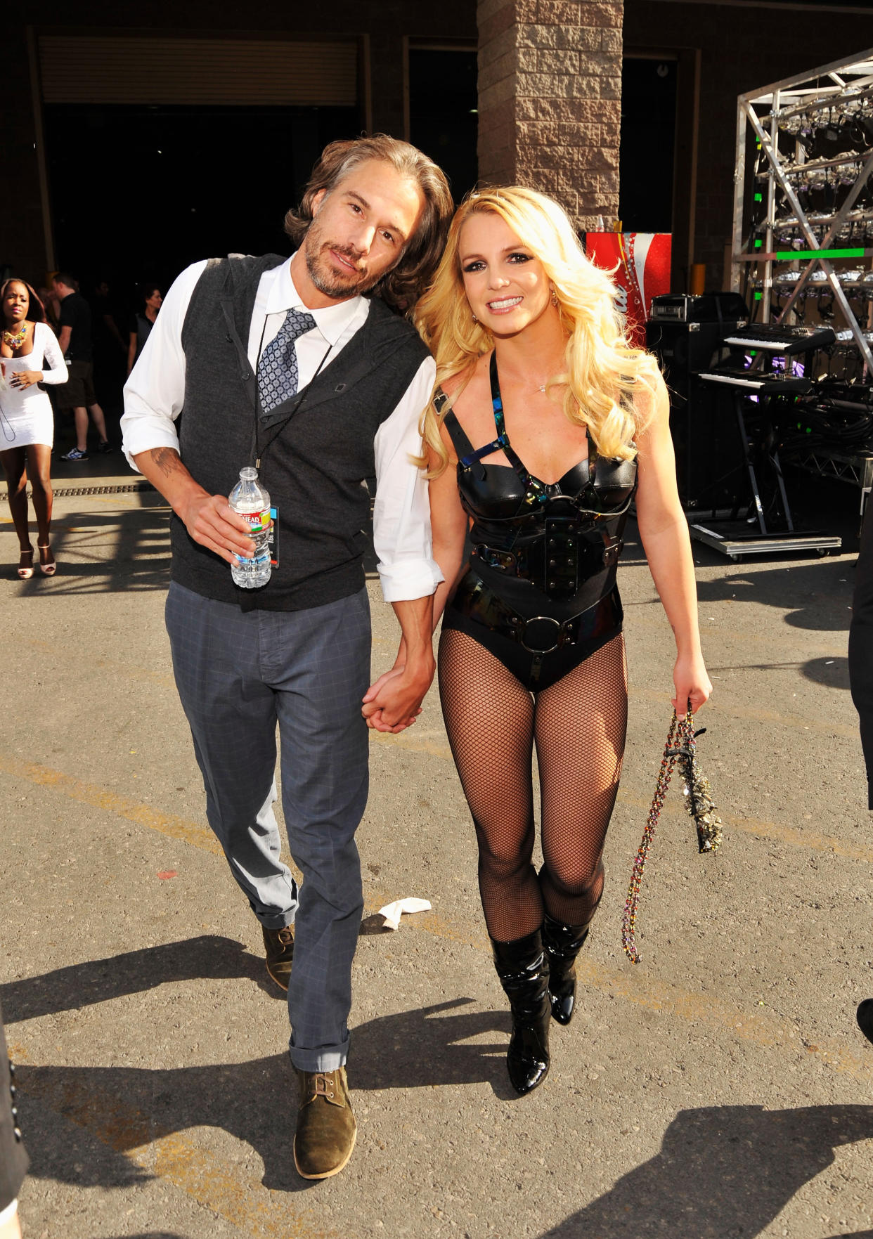 Jason Trawick (L) and singer Britney Spears pose backstage during the 2011 Billboard Music Awards at the MGM Grand Garden Arena May 22, 2011 in Las Vegas, Nevada.