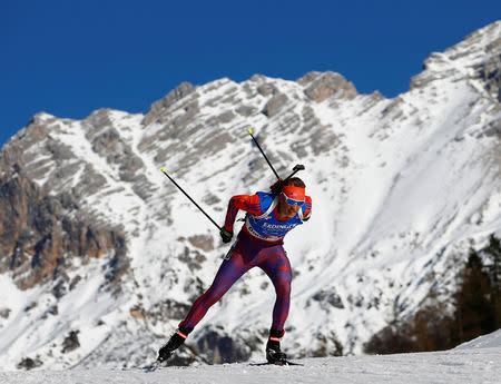 Biathlon - IBU World Championships - Men's 15km Individual - Hochfilzen, Austria - 16/2/17 - Lowell Bailey from the U.S.in action. REUTERS/Leonhard Foeger