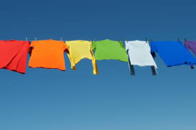 rainbow laundry. bright shirts...