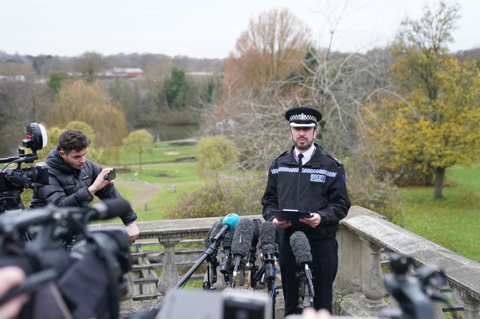 Chief Superintendent Dave Buckley speaking to the media in Wensum Park, Norwich as specialist divers searching for missing mother-of-three Gaynor Lord have found a body in the River Wensum (PA)