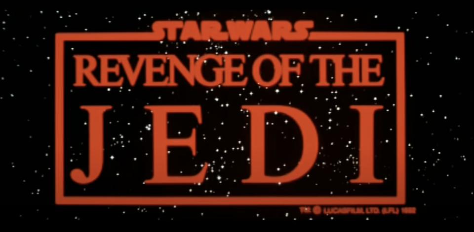 Star Wars: Revenge of the Jedi title card from the original teaser trailer.