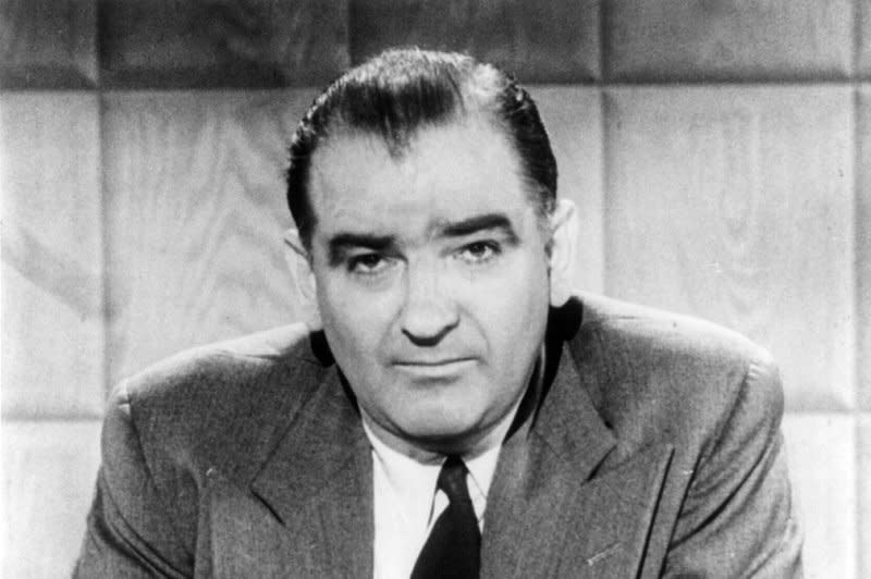 Portrait of U.S. Sen. Joseph R. McCarthy, R-Wis., taken in 1954. McCarthy charged the U.S. State Department was infested with communists, touching off the infamous "McCarthy era" on February 9, 1950. File Photo/UPI