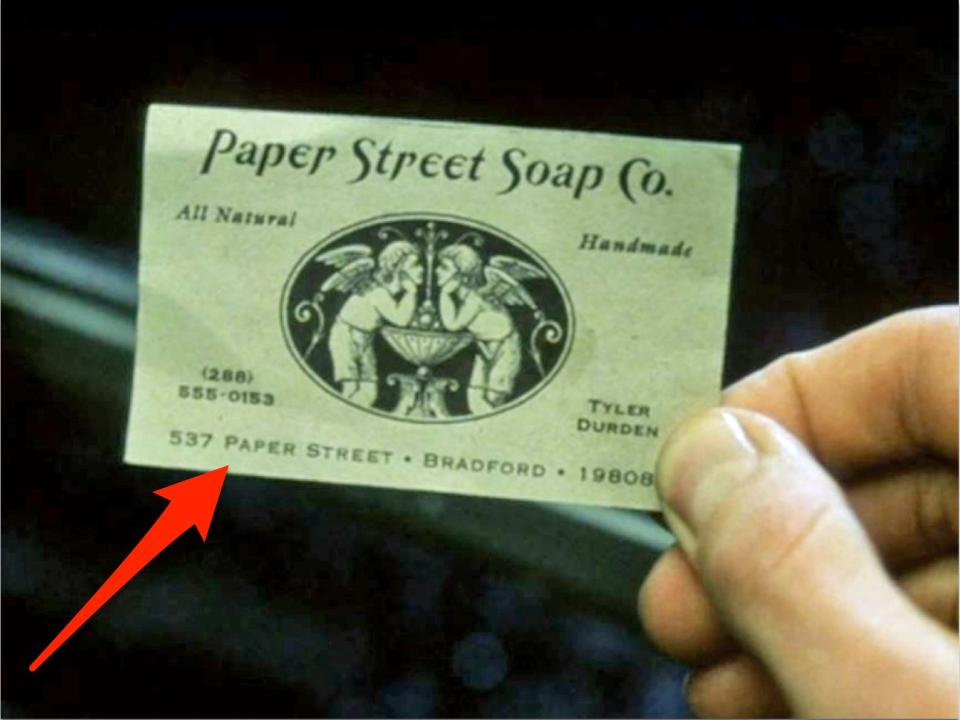 Tyler's business card in "fight club" (1999).