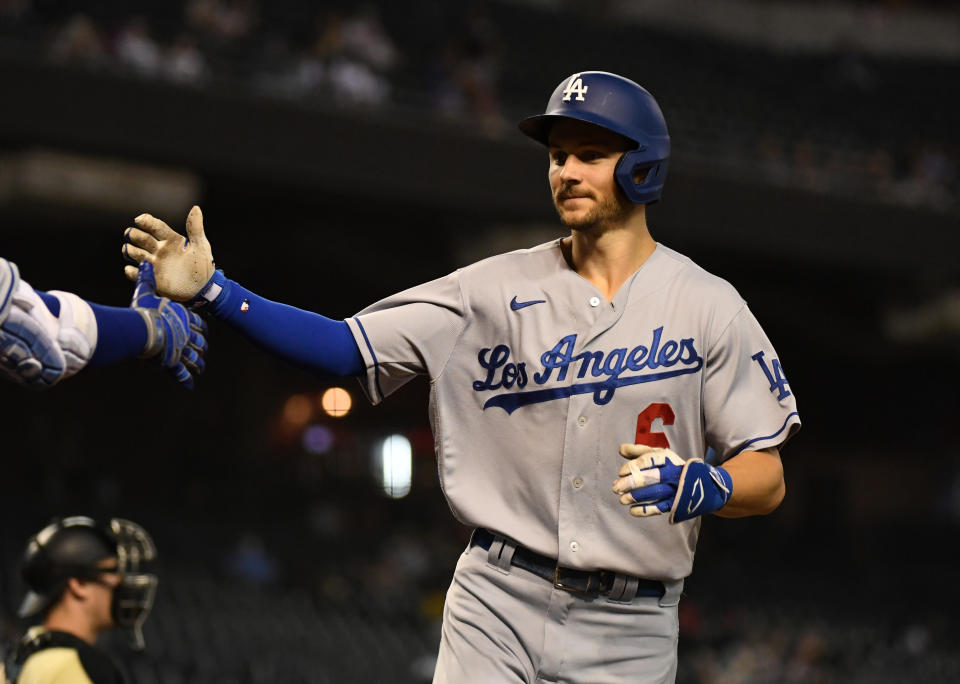 Trea Turner同場達成生涯百轟。(Photo by Norm Hall/Getty Images)