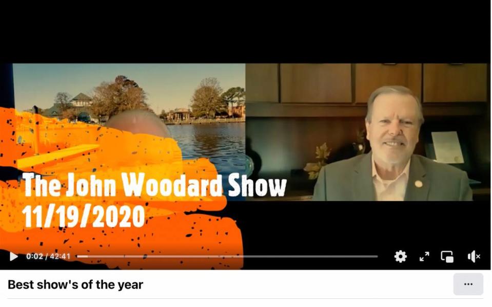 A screenshot of John Woodard’s politics webcast featuring Republican state Senate leader Phil Berger. Woodard was fired from the NC Department of Insurance in July.