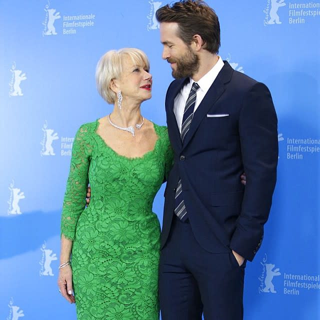 It's a fact of life that everybody loves Helen Mirren. This is especially true of Ryan Reynolds, who co-stars alongside the Oscar-winner in the upcoming drama <em> Woman in Gold. </em> The 38-year-old actor opened up about his chemistry with Mirren in a behind-the-scenes look at the drama. <strong>WATCH: Ryan Reynolds: 'Everybody Flirts with Helen Mirren' </strong> "We have really great chemistry. We were like fire and a dry house," Reynold's said. "It was evident from the get-go. "She's even my next-door neighbor in our hotel," he added. "And I'll occasionally hear her whack on the wall for me to keep it down [when I'm] singing some Tina Turner at the top of my lungs." In April, at a screening of <em>Woman in Gold</em>, Reynolds and Mirren walked the red carpet together, and they two seemed to have a wonderful time. <strong>NEWS: Helen Mirren Backs Maggie Gyllenhaal's Hollywood Ageism Claim: 'F**king Outrageous!' </strong> So wonderful, in fact, that Reynold's wife, Blake Lively, tweeted a photo of her husband which appeared to show him gazing into Mirren's eyes. "Should I be concerned that my husband's never looked at me this way?... #WhereAreThoseEyesWanderingReynolds" Lively joking captioned the well-timed photo. To her credit, Lively also tagged the pic with the most accurate hashtag ever: #HelenMirrenIStheSexiestWomanAlive <strong>WATCH: Helen Mirren Wants to Join 'Fast & Furious' Franchise: 'Vin, Get Your Act Together!' </strong> Clearly, their chemistry is something real. Check out the video to hear more about Mirren's work in <em>Woman in Gold</em>, available on DVD July 7.