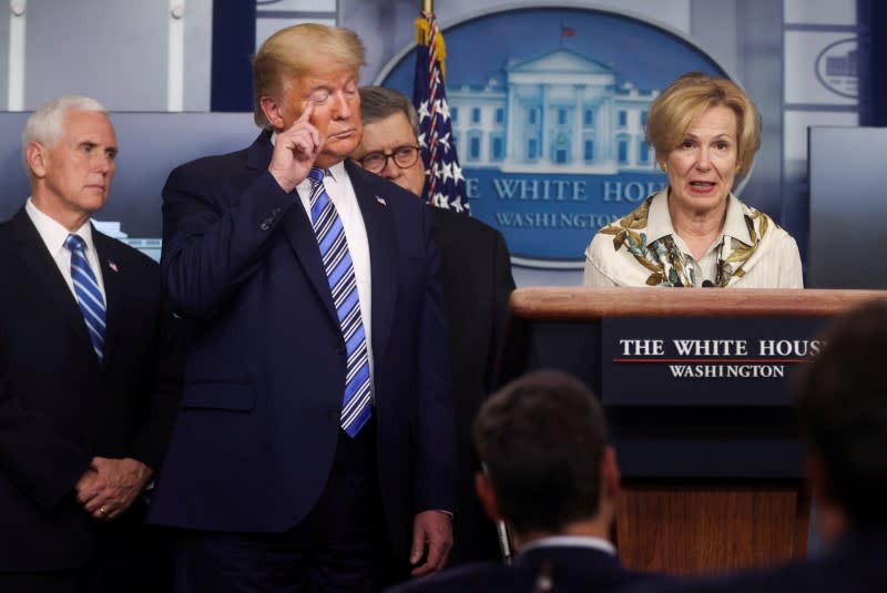 U.S. President Trump leads coronavirus task force daily briefing at the White House in Washington