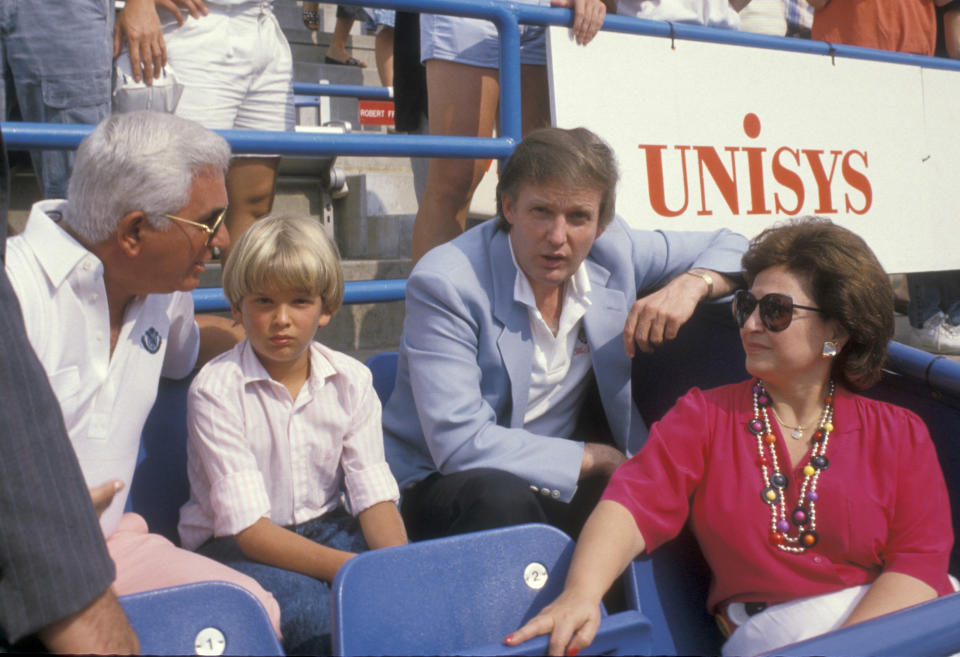 Donald Trump Jr. with his father at the U.S. Open in 1988. (Photo: Ron Galella, Ltd./WireImage)