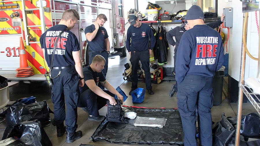 The Muscatine Fire Department learns a new decontamination process. (City of Muscatine)