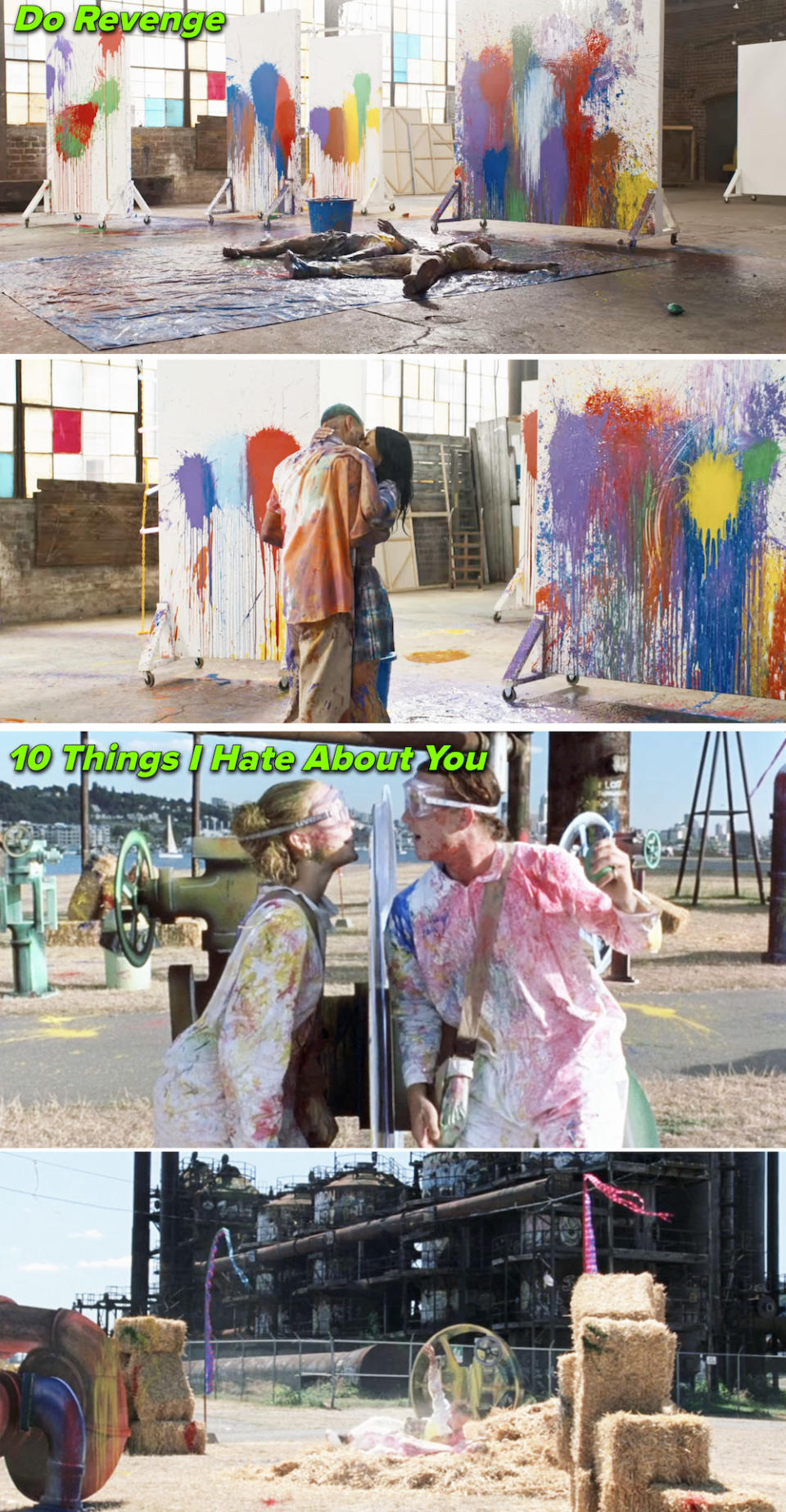 Paint ball scene in "Do Revenge" vs. "10 Things I Hate About You"