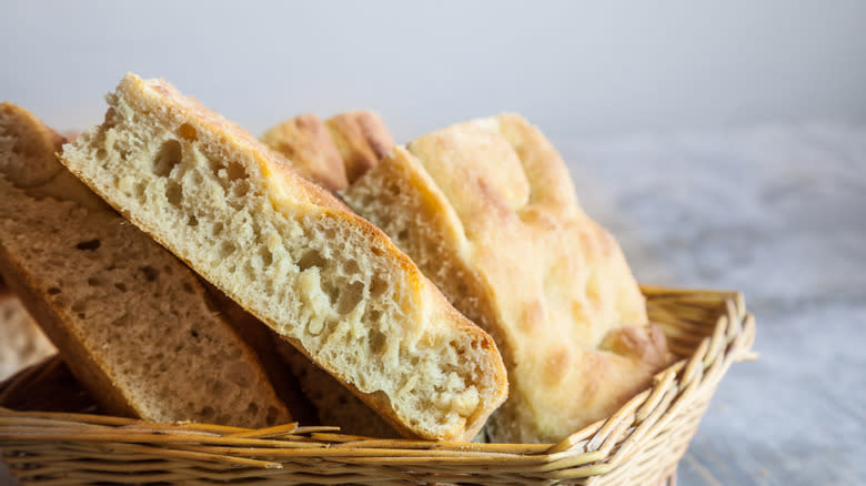 Basket of focaccia genovese 