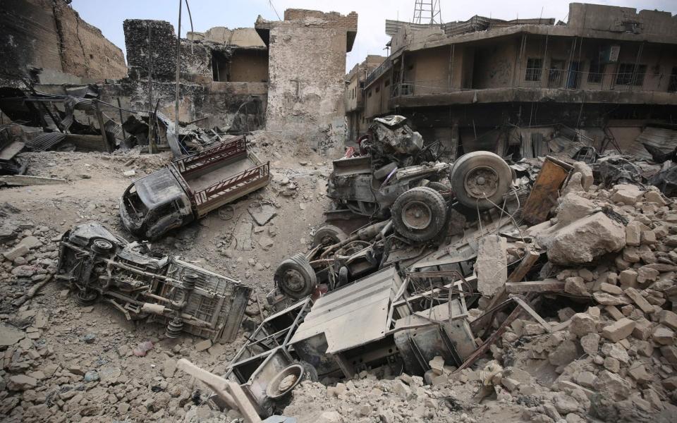 A picture shows a general view of the damage in the old city of Mosul - Credit: AFP