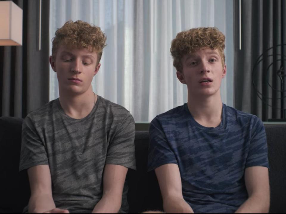 Twin brothers Charlie (left) and Sam are suing Harris over allegations he harrassed them when they were 13 (Netflix)