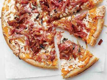 <strong>Get the <a href="http://www.huffingtonpost.com/2011/10/27/sweet-potato-balsamic-on_n_1061037.html">Sweet Potato, Balsamic Onion and Soppressata Pizza</a> recipe</strong>