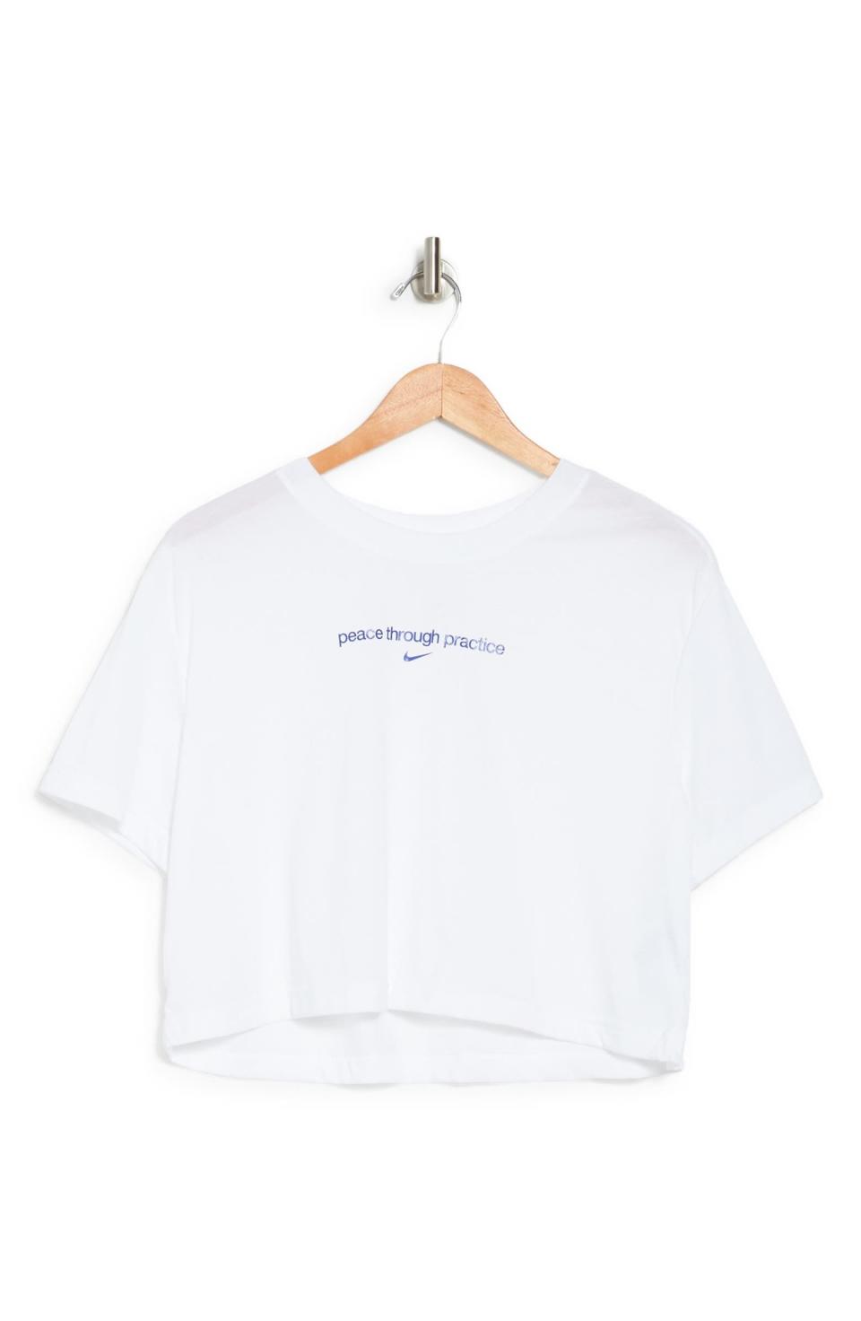 10) Peace Through Practice Yoga Crop T-Shirt