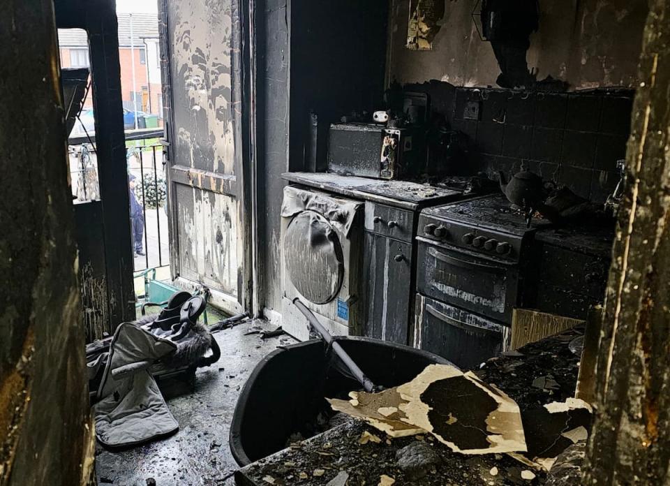 The inside of the maisonette was left devastated following the blaze. (SWNS)