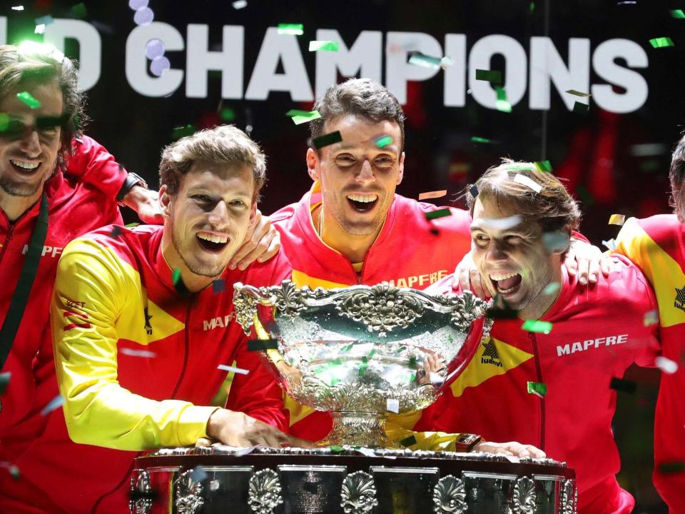 Spain celebrate their sixth Davis Cup title: EPA