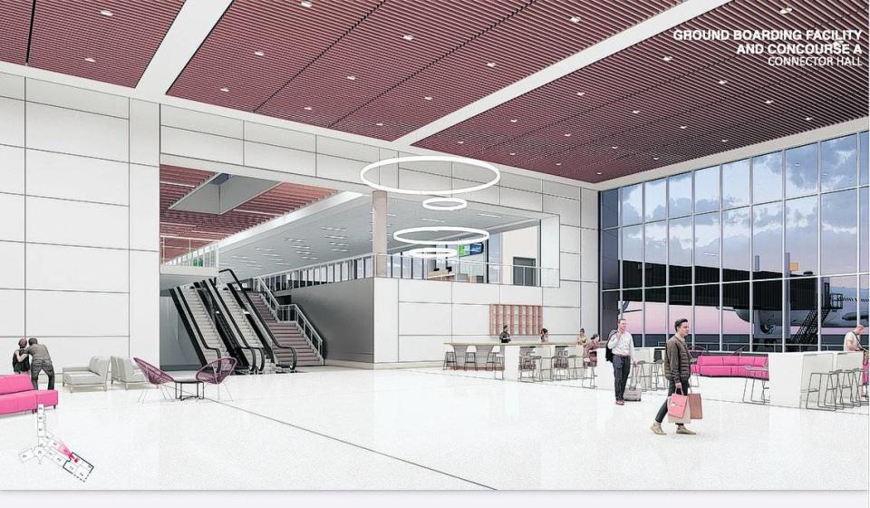 This is what a hall connecting the planned ground transportation facility and possible future Concourse A might look like at Sarasota Bradenton International Airport.