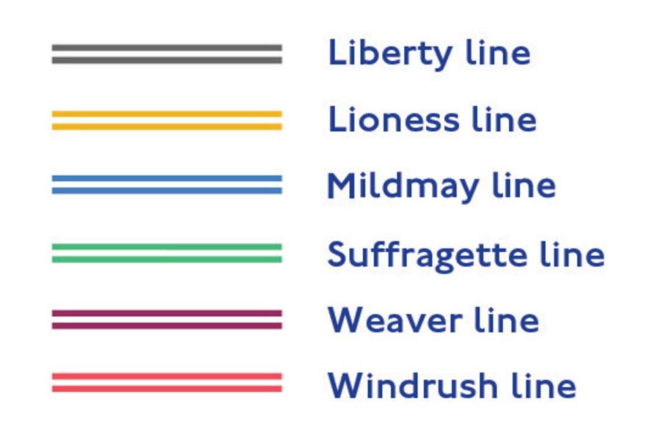 The six new lines designed to help people navigate the Overground and ‘celebrate’ London’s culture and recent history (TfL)