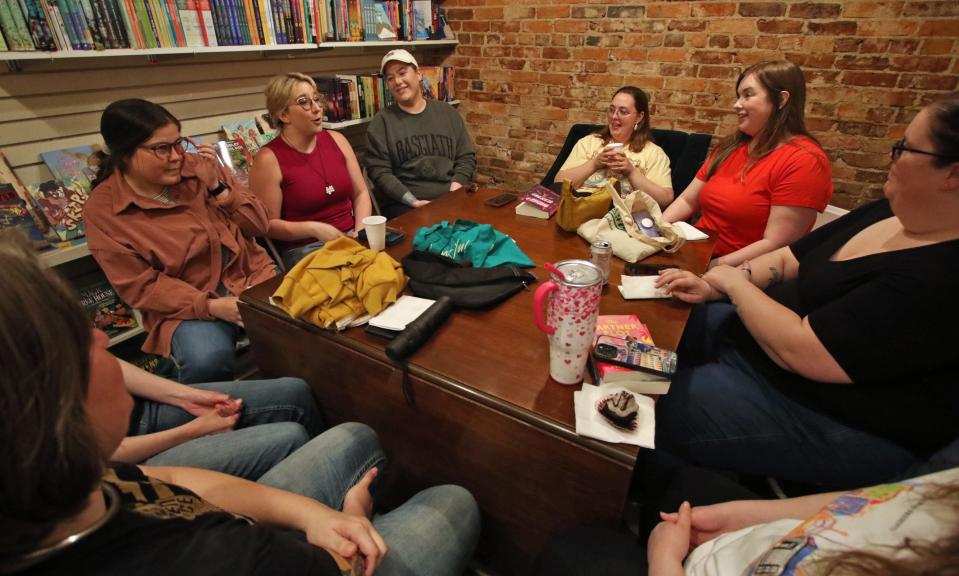 Dozens of people gathered inside Cleary’s Bookstore in Mount Holly Thursday evening, April 11, 2024, for a book club meeting.